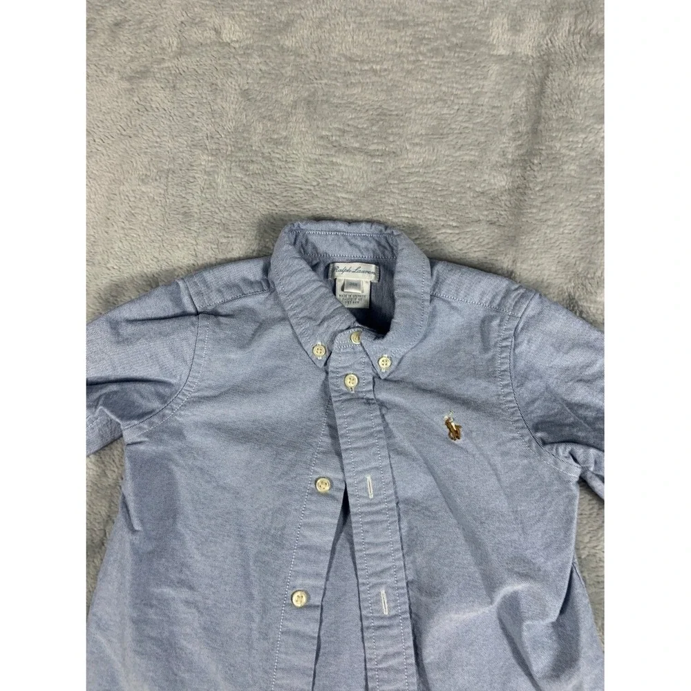 Ralph Lauren Polo Oxford Boys Button-Up 24M Blue Cloth Texture